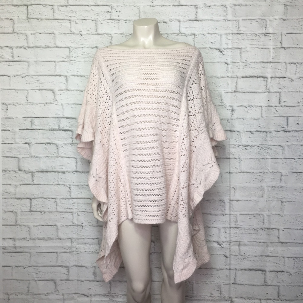 Free People Pink Knit Poncho Large